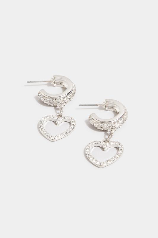 Silver Diamante Heart Drop Earrings 3