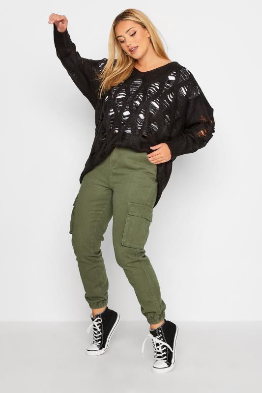 Plus Size Khaki Green Cargo Pocket Jeans | Yours Clothing  2