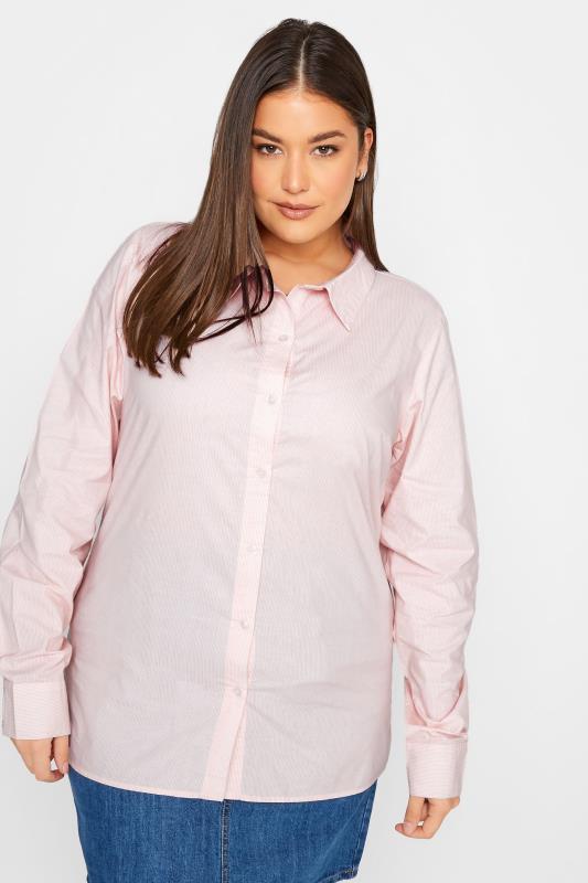 LTS Tall Women's Pink Stripe Fitted Shirt | Long Tall Sally 1