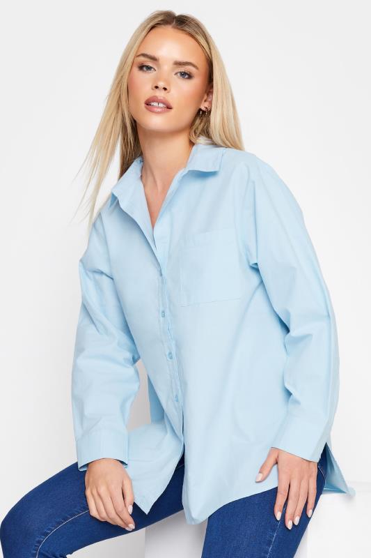 Petite Blue Oversized Cotton Shirt 1
