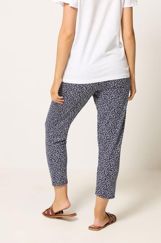 M&Co Navy Blue Abstract Print Cropped Hareem Trousers | M&Co 2