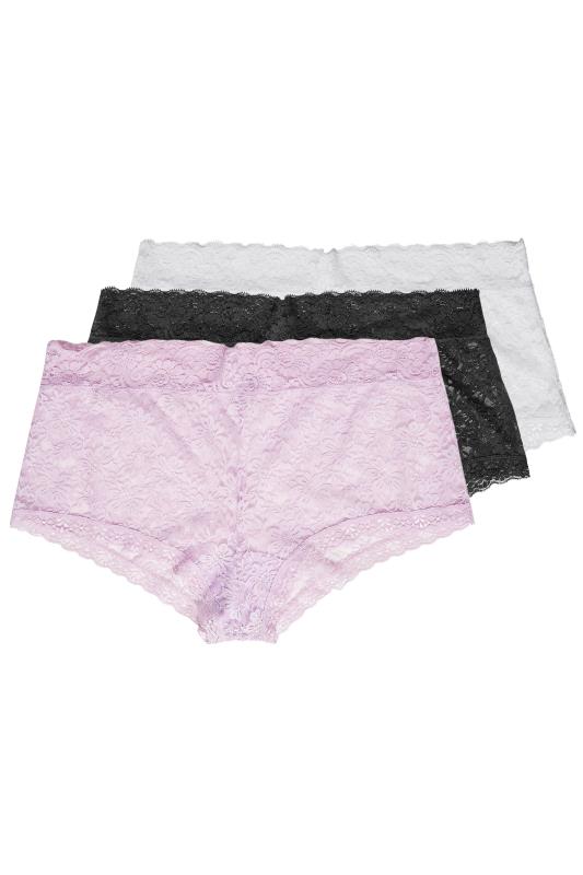 Plus Size 3 PACK Lilac Purple Lace Mid Rise Shorts | Yours Clothing  2