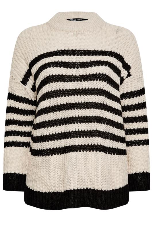 YOURS Plus Size Cream Stripe Chunky Knit Jumper | Yours Clothing 6