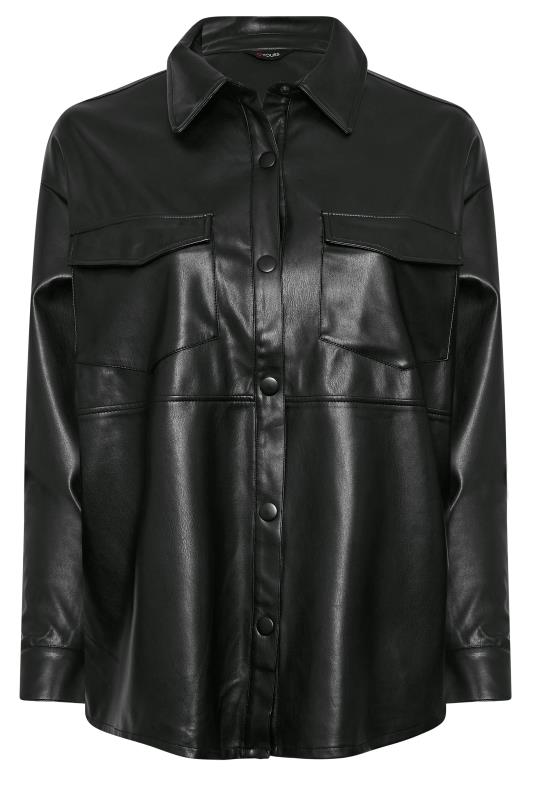 YOURS Plus Size Black Faux Leather Shacket | Yours Clothing 6