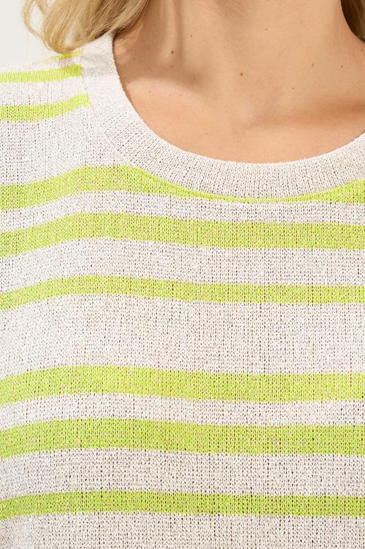 YOURS Plus Size Women's Green Striped Knitted Boxy T-Shirt | Yours Clothing 5