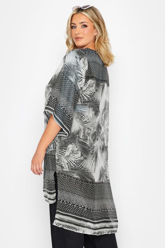YOURS Plus Size Black Tropical Print Kimono | Yours Clothing 4