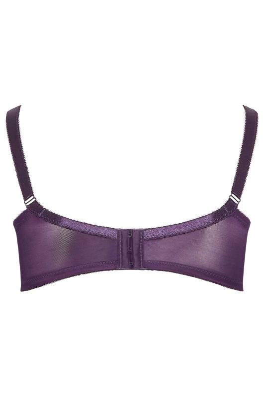 YOURS 2 PACK Black & Purple Cotton Lace Trim Non-Padded Bras | Yours Clothing 8