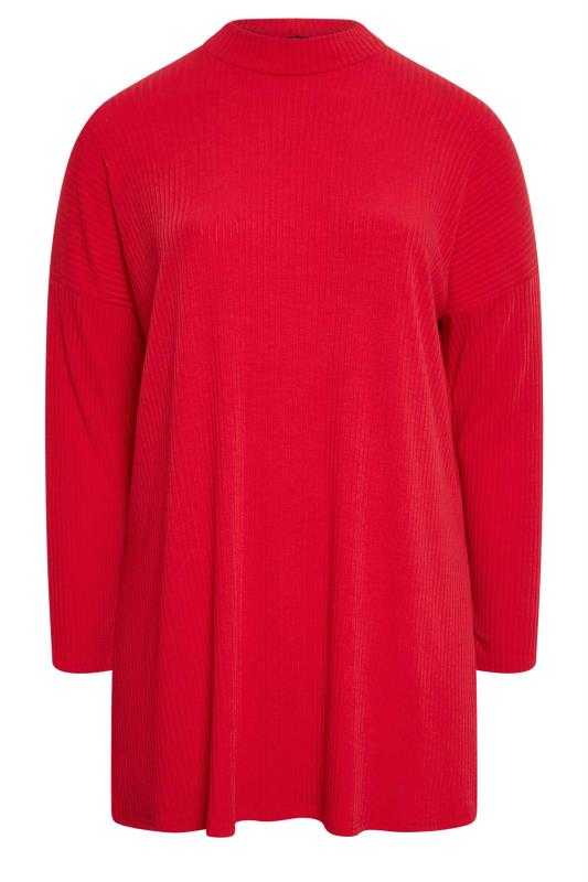 YOURS Plus Size Red Ribbed Turtle Neck Top | Yours Clothing 6