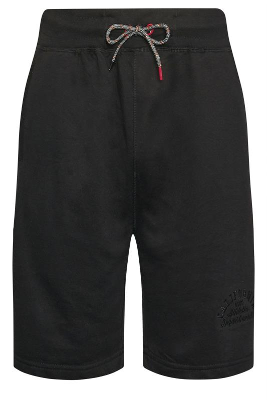 D555 Big & Tall Black Embroidered Logo Elasticated Shorts | BadRhino 3