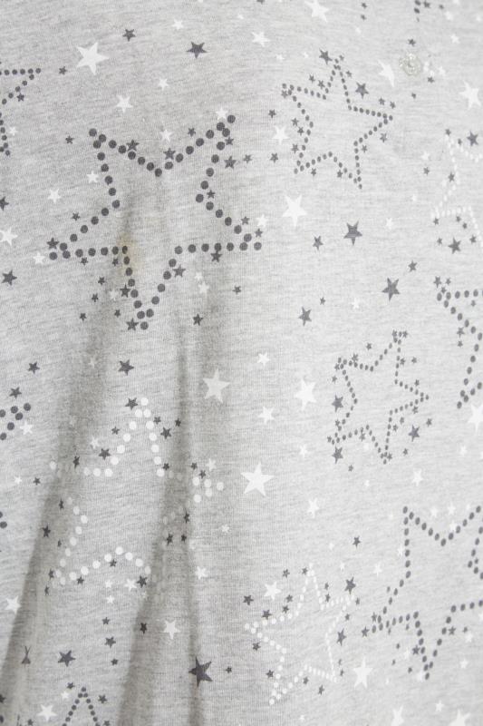 Plus Size Grey Star Print Placket Nightdress | Yours Clothing  4