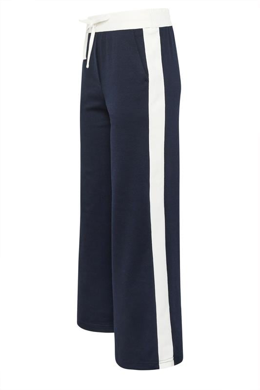 M&Co Petite Navy Blue Side Stripe Wide Leg Trousers | M&Co 6