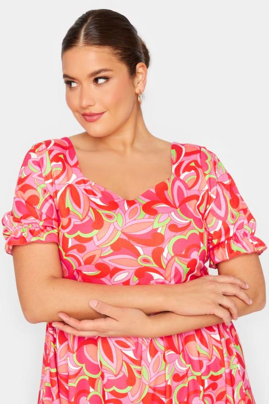 LIMITED COLLECTION Plus Size Red Abstract Print Smock Dress | Yours Clothing 4