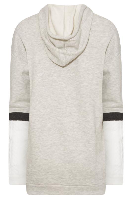 LTS Tall Women's Grey & White Colour Block Knitted Hoodie | Long Tall Sally 7