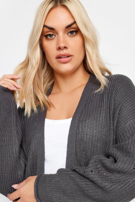 YOURS Plus Size Charcoal Grey Knitted Maxi Cardigan | Yours Clothing 5