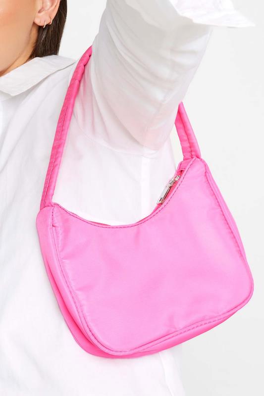Bright Pink Fabric Shoulder Bag | Yours Clothing 1