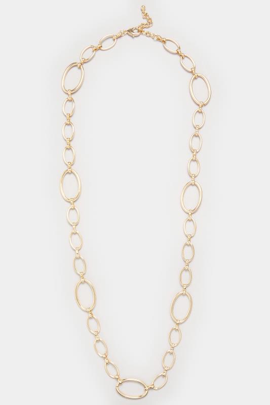 Gold Tone Oval Link Long Necklace | Yours Clothing 2