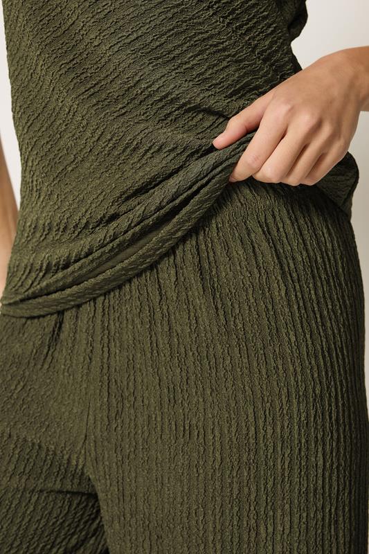 M&Co Khaki Green Textured Top and Trousers Set | M&Co 5