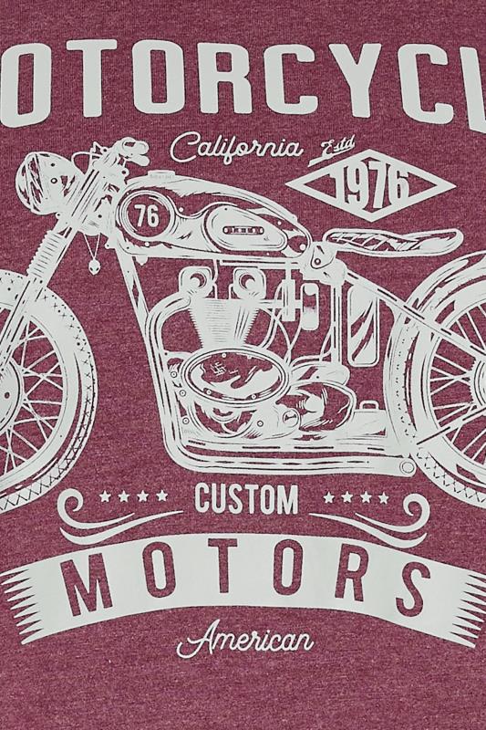 KAM Big & Tall Red Marl Motorcycle Print T-Shirt | BadRhino 4