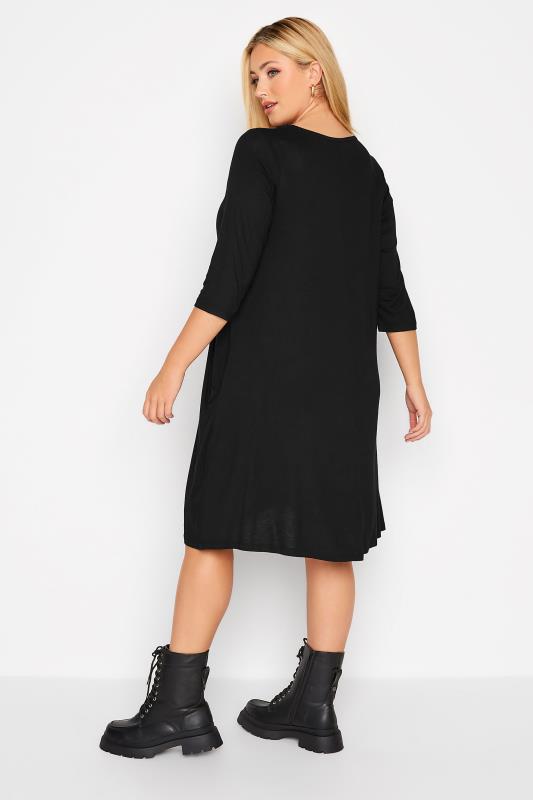 Plus Size Black Drape Pocket Dress | Yours Clothing 2