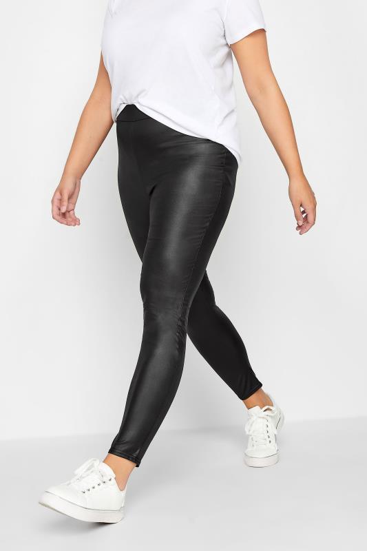 Fashion Leggings Grande Taille YOURS Curve Black Wet Look Stretch Leggings