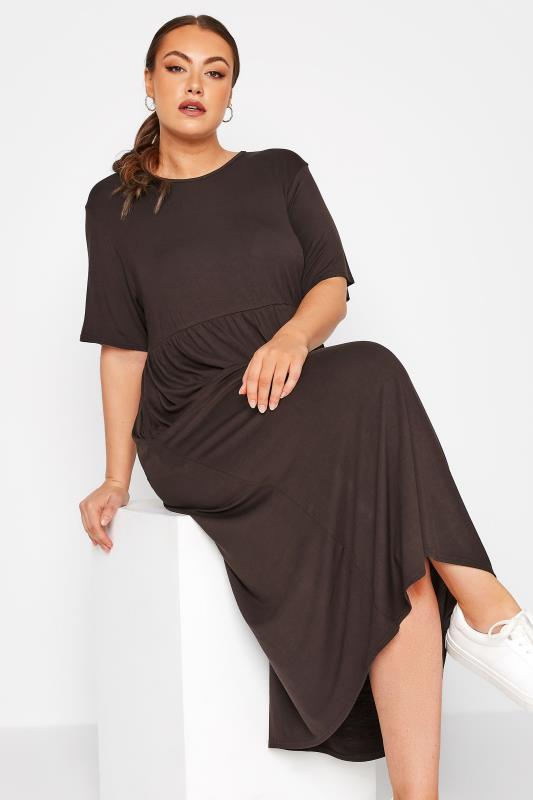 LIMITED COLLECTION Plus Size Chocolate  Brown Throw On Maxi Dress | Yours Clothing 4