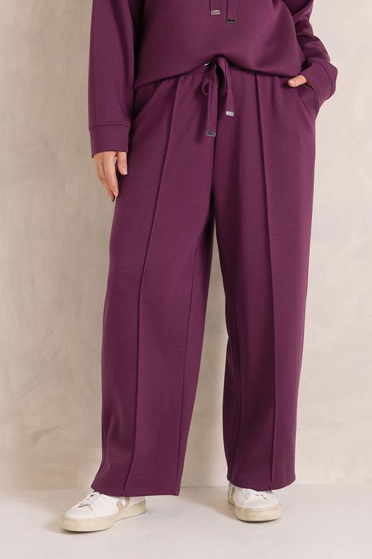 EVANS Plus Size Set Berry Red Luxe Sweatshirt & Joggers | Evans 2
