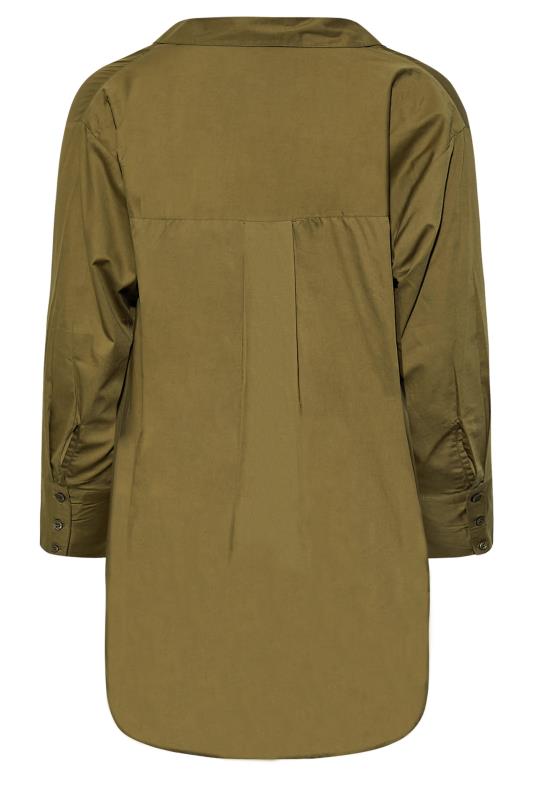 LIMITED COLLECTION Plus Size Khaki Green Oversized Boyfriend Shirt | Yours Clothing 8