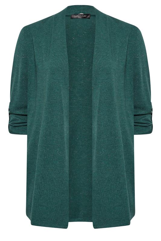 YOURS LUXURY Plus Size Teal Green Metallic Cardigan | Yours Clothing 7