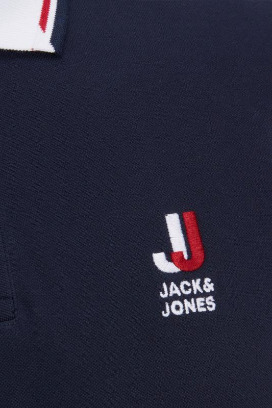 JACK & JONES Big & Tall Navy Blue Long Sleeve Polo Shirt | BadRhino 3