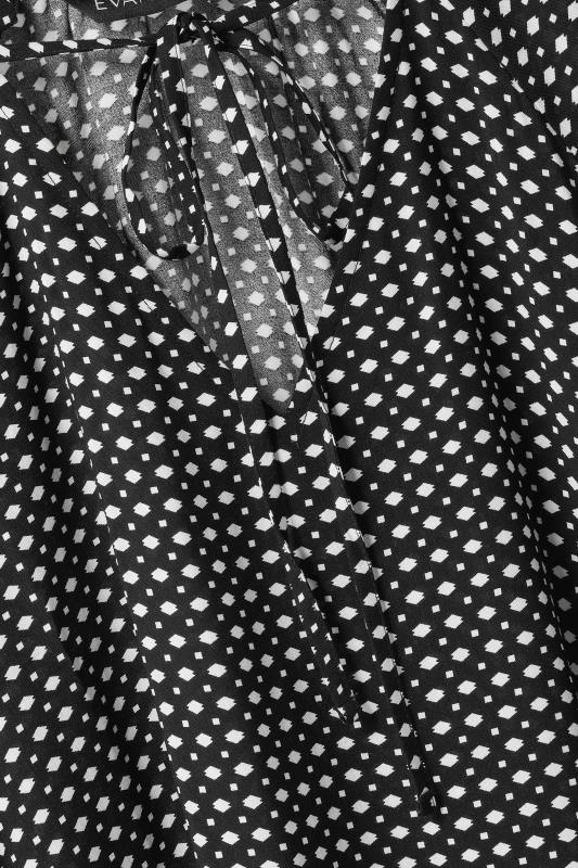 EVANS Plus Size Black Dot Print Tie Neck Blouse | Evans 8