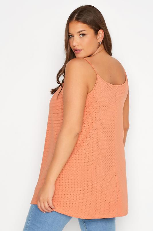 Plus Size Orange Pointelle Strappy Vest | Yours Clothing 3