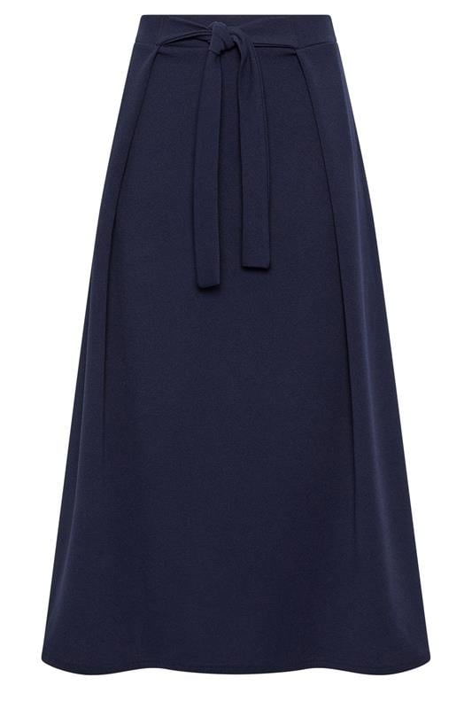 LTS Tall Women's Navy Blue Tie Waist Midi Skirt | Long Tall Sally 5