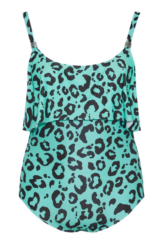 Curve Turquoise Blue Leopard Print Swimsuit 6