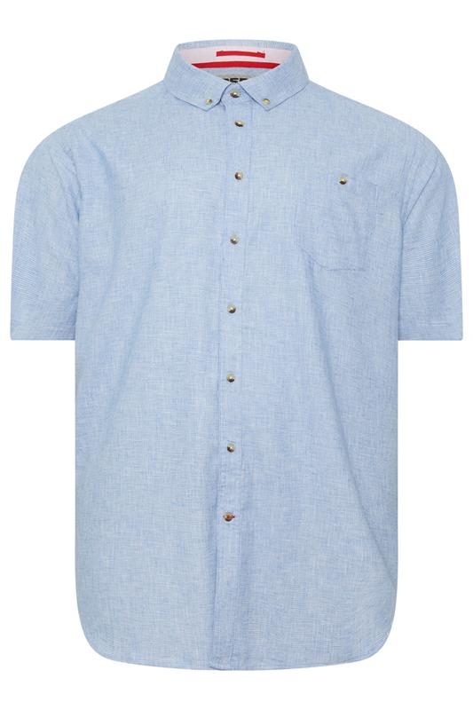 D555 Big & Tall Light Blue Linen Mix Pocket Shirt | BadRhino 2