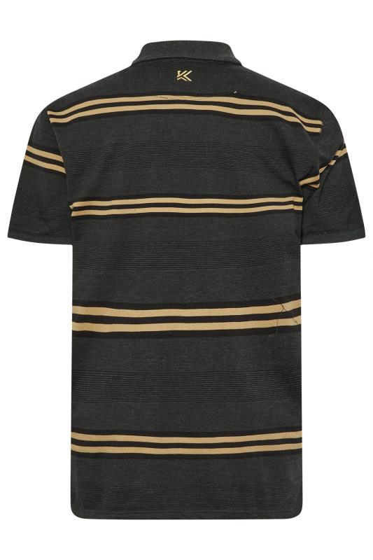 KAM Charcoal Short Sleeve Rugby Stripe Polo Shirt | BadRhino 4