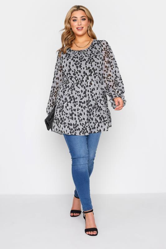 LIMITED COLLECTION Curve Grey Leopard Print Frill Smock Blouse_B.jpg