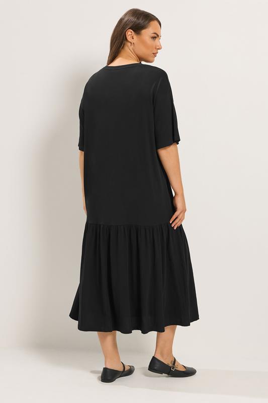 YOURS Plus Size Black Drop Waist Maxi Dress | Yours Clothing 2