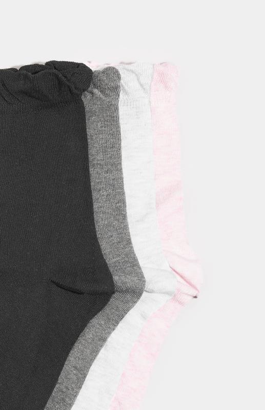4 PACK Grey & Pink Ankle Socks | Yours Clothing  3