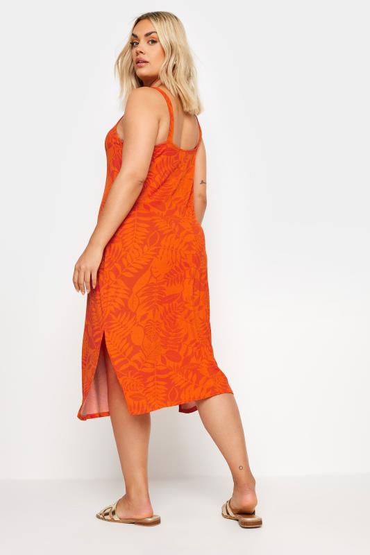 YOURS Plus Size Orange Tropical Print Beach Dress | Yours Clothing 4