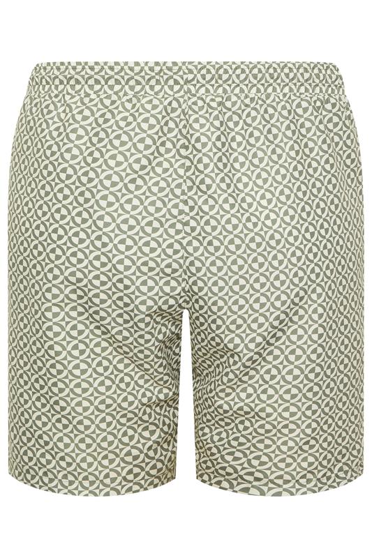 BadRhino Big & Tall Green & White Geometric Swim Shorts | BadRhino 7