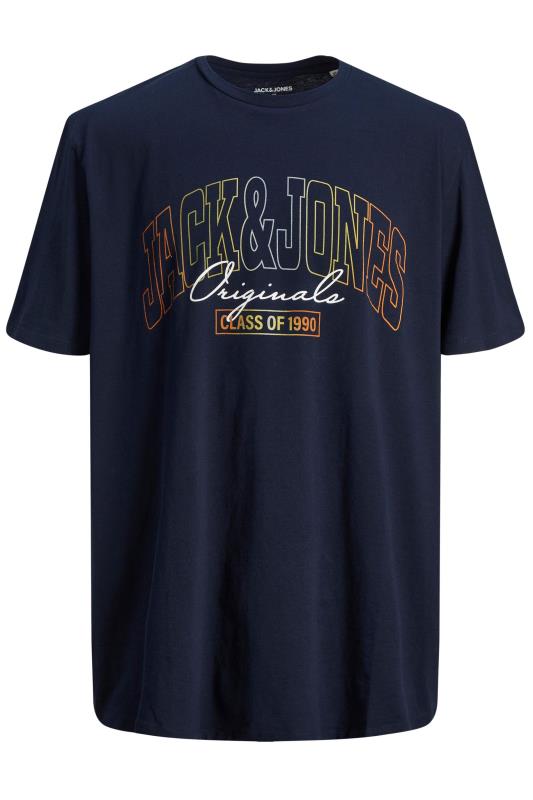 JACK & JONES Big & Tall Navy Blue Penny Printed T-Shirt 1
