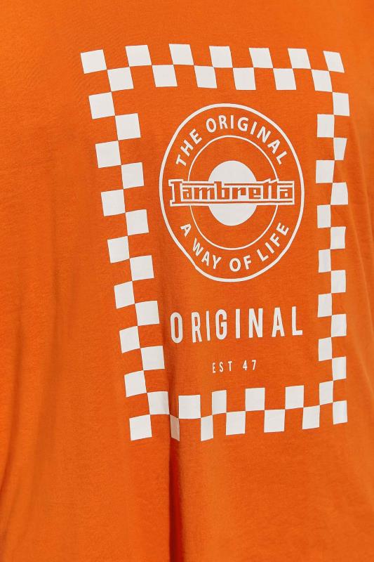 LAMBRETTA Big & Tall Orange Checkerboard Print T-Shirt | BadRhino 2
