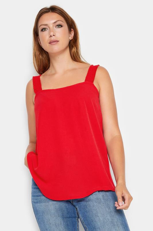LTS Tall Women's Red Ruched Swing Cami Top 1