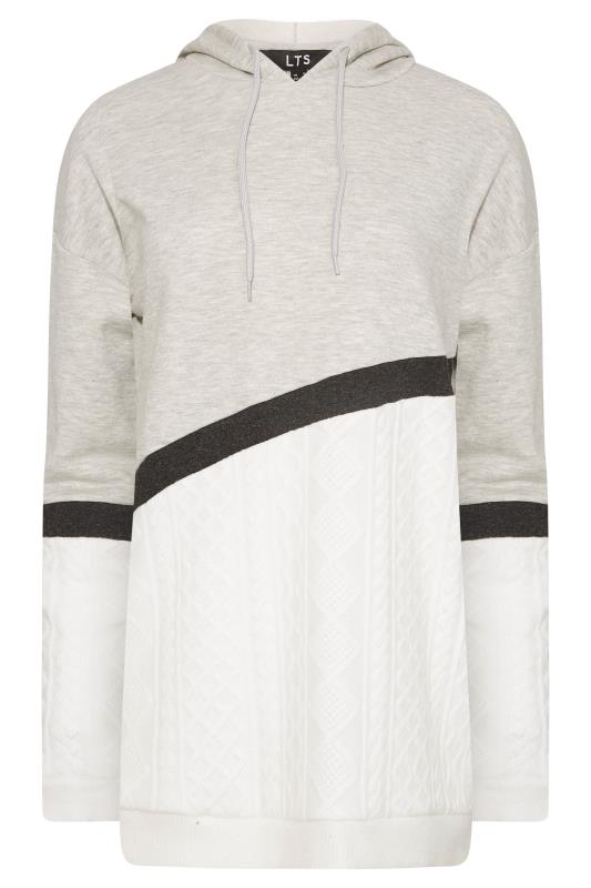 LTS Tall Women's Grey & White Colour Block Knitted Hoodie | Long Tall Sally 6