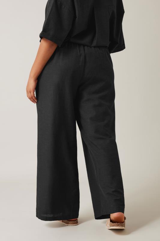 EVANS Plus Size Black Linen Trousers | Evans  3