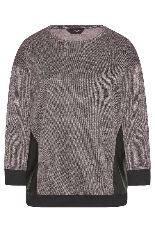 Plus Size Grey PU Leather Detail Sweatshirt | Yours Clothing 5