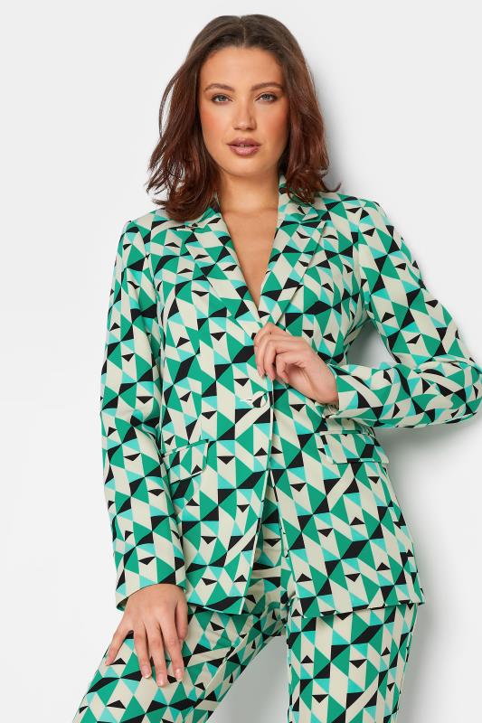 LTS Tall Green & White Geometric Print Tailored Blazer | Long Tall Sally  1