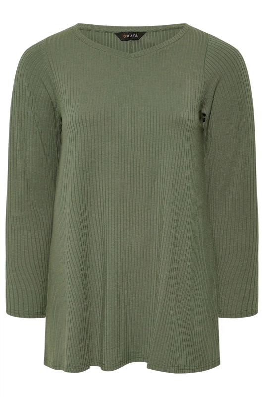 Plus Size Khaki Green Long Sleeve Top | Yours Clothing 6