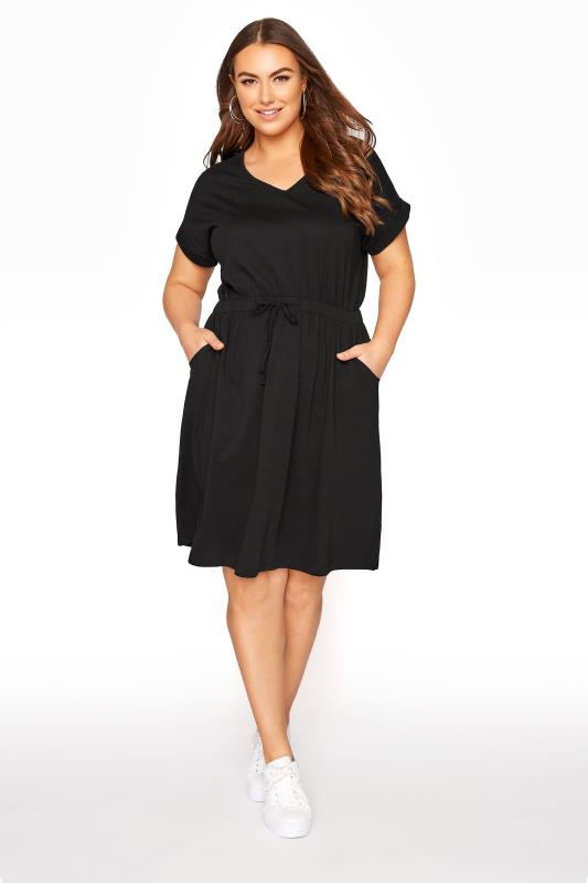 Plus Size YOURS FOR GOOD Black Jersey T-Shirt Mini Dress | Yours Clothing