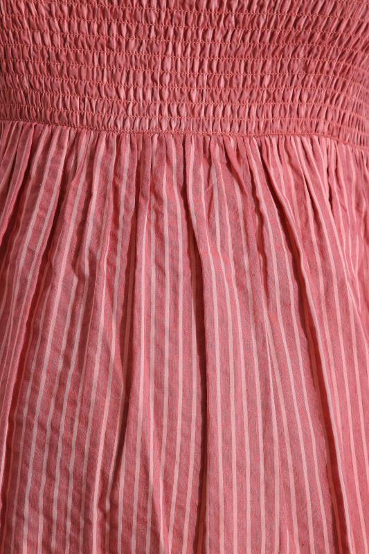 BUMP IT UP MATERNITY Plus Size Pink Stripe Shirred Square Neck Top | Yours Clothing 5